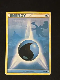 Pokemon TCG Water Energy Lugia Non Holo Rare Card Damaged - Image 1