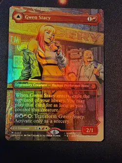 WOTC Marvel's Spider-Man Gwen Stacy (0202) (Borderless) (MR) (Foil) NM - Image 1
