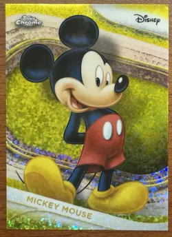 2025 DISNEY Topps Chrome YELLOW MINI DIAMONDS REFRACTOR #1 MICKEY MOUSE - Image 1