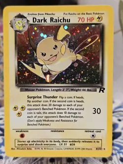 Dark Raichu 83/82 Holo Rare Team Rocket Unlimited Pokemon TCG Card LP - Image 1