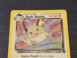 Dark Raichu 83/82 Holo Rare Team Rocket Unlimited Pokemon TCG Card LP - Image 3