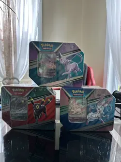 Pokemon TCG V Heroes Tin Set of 3 Umbreon Espeon Sylveon Factory Sealed - Image 1