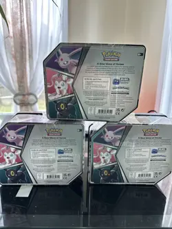 Pokemon TCG V Heroes Tin Set of 3 Umbreon Espeon Sylveon Factory Sealed - Image 2