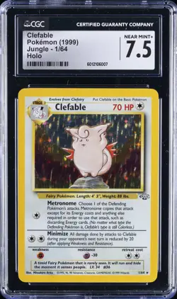 1999 POKEMON JUNGLE - HOLO #1/64 CLEFABLE CGC 7.5 - Image 1
