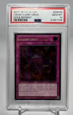 YuGiOh PSA 10 Gem Mint Crush Card Virus Ultimate Rare DPKB-EN039 2017 Reprint - Image 1