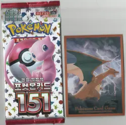 Pokemon 151 Booster Pack Korean + 1 Flying Charizard Card Sleeve Authentic New - Image 1