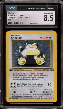 Pokemon Snorlax Jungle 1st Edition Holo Rare #11 CGC 8.5 - Image 1