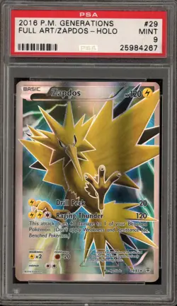 Pokemon Zapdos XY Generations Full Art #29 PSA 9 Mint - Image 1