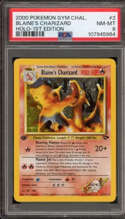 Pokemon Blaine's Charizard Gym Challenge 1st Edition Holo #2 PSA 8 - Image 1