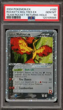 Pokemon Rocket's Moltres ex EX Team Rocket Returns Holo Ultra Rare #100 PSA 10 - Image 1