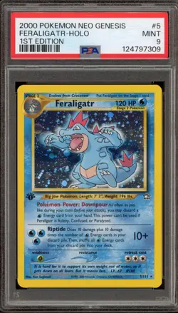Pokemon Feraligatr Neo Genesis 1st Edition Holo Rare #5 PSA 9 Mint - Image 1