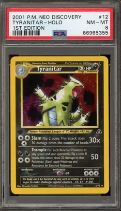 Pokemon Tyranitar Neo Discovery 1st Edition Holo Rare #12 PSA 8 - Image 1