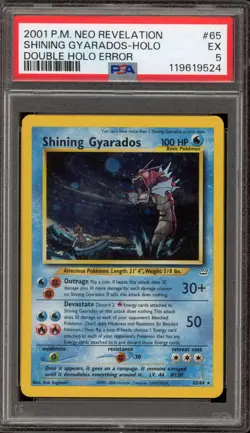 Pokemon Shining Gyarados Neo Revelation Secret Rare #65 DOUBLE HOLO ERROR PSA 5 - Image 1