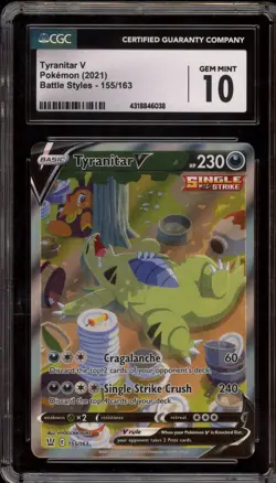 Pokemon Tyranitar V Battle Styles Full Alt Art #155 CGC 10 Gem Mint - Image 1