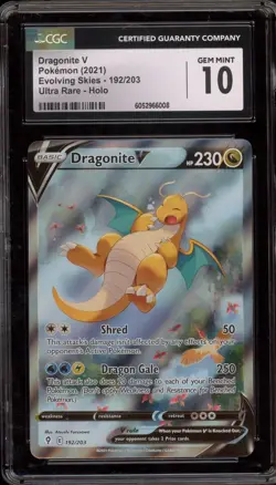 Pokemon Dragonite V Evolving Skies Full Alt Art #192 CGC 10 Gem Mint - Image 1