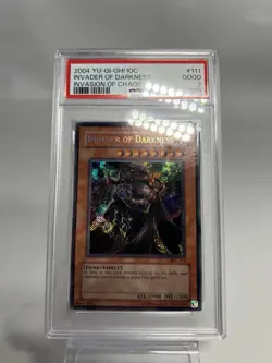 Yugioh Invader Of Darkness IOC-111 PSA 2 Secret - HOLO BLEED FOIL ERROR - Image 4
