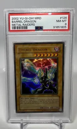 Yugioh FADED Barrel Dragon PSA 8 MRD-126 Ultra Rare Unlimited MISPRINT ERROR - Image 2