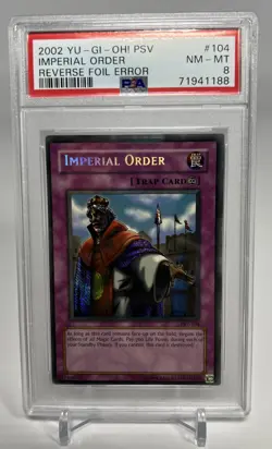 PSA 8 Yugioh Imperial Order PSV-104 SECRET RARE REVERSE FOIL ERROR POP 12! - Image 1