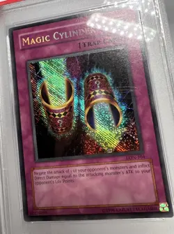 2003 Yugioh! Magic Cylinder Reverse Foil Error LON-104 PSA 8 NM-MT Foil Shift - Image 3