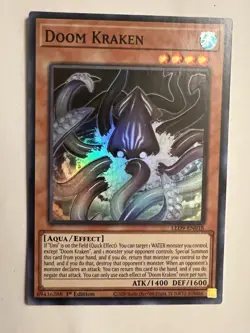 Yugioh Doom Kraken Super Rare LED9-EN018 Duels From The Deep 1st Edition NM - Image 1