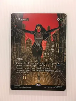 MTG Silkguard FULL ART NM/M MTG Spiderman Magic Card Marvel - Image 1