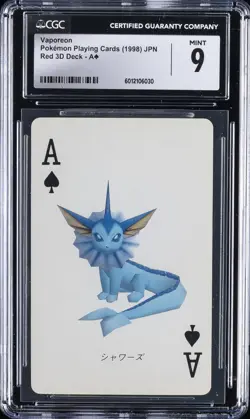 1998 POKEMON PLAYING CARDS RED 3D DECK - ACE OF SPADES - JPN VAPOREON CGC 9 - Image 1