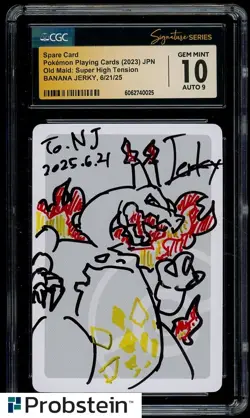 2023 Pokemon Old Maid Super High Tension Playing Card CGC 10 AUTO 9 Banana Jerky - Image 1