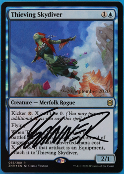 Thieving Skydiver (Prerelease) FOIL Zendikar Rising SIGNED NM (505045) ABUGames - Image 1