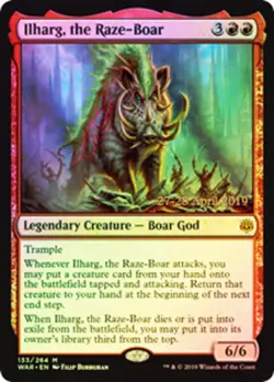 Mint/Near-Mint, English - 1 x MTG Ilharg, the Raze-Boar - Prerelease Foil Promot - Image 1