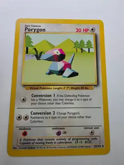 Pokemon TCG - Porygon 39/102 1999 Base Set Uncommon - LP - Image 1