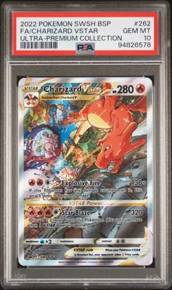 2022 POKEMON SWSH BLACK STAR PROMO #262 FULL ART/CHARIZARD VSTAR PSA 10 - Image 1