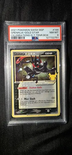2021 Pokemon SWSH BSP Greninja Gold Star Celebrations Etb Promo PSA NM-MT 8 #144 - Image 1
