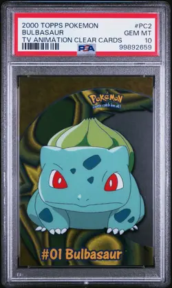2000 TOPPS POKEMON TV ANIMATION CLEAR CARDS #PC2 BULBASAUR PSA 10 - Image 1