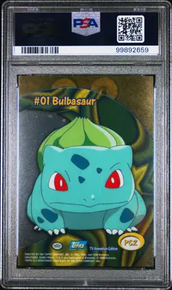 2000 TOPPS POKEMON TV ANIMATION CLEAR CARDS #PC2 BULBASAUR PSA 10 - Image 2
