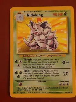 Unlimited Nidoran Male, Nidorino, and Holographic Nidoking Pokemon Cards 1999 - Image 2