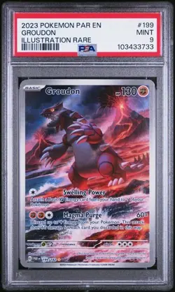 2023 POKEMON PAR EN-PARADOX RIFT ILLUSTRATION RARE #199 GROUDON PSA 9 - Image 1