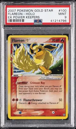 2007 POKEMON EX POWER KEEPERS GOLD STAR #100 FLAREON-HOLO PSA 9 - Image 1