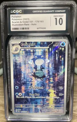 CGC 10 GEM MINT Pokemon Poliwhirl 176/165 Scarlet & Violet 151 Illustration Rare - Image 1
