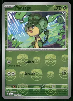 Pansage (Master Ball Pattern) 004/086 Common Holo NM Pokemon SV: Black Bolt - Image 1