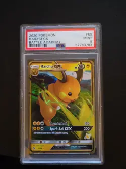 Pokemon TCG PSA 9 Mint 2020 Battle Academy Raichu GX 20/68 - Image 1