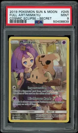 2019 Pokemon Sun & Moon FA Mimikyu #245 Cosmic Eclipse PSA 9 MINT - Image 1