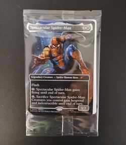 Magic the Gathering Battle Damage Spiderman card from Marvel Legends Spectacular - Image 1