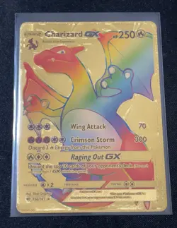 Pokemon Charizard GX Rainbow Gold Foil Card 150/147 - Image 1