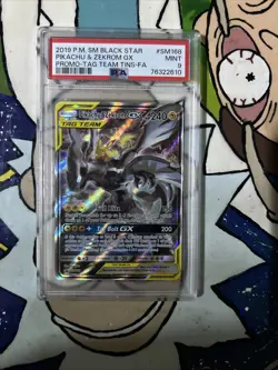 Pikachu & Zekrom GX SM168 Tag Team Sun & Moon Promo Holo Card PSA 9 - Image 1