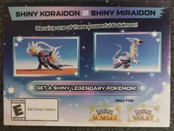 Pokemon Scarlet and Violet Shiny Koraidon OR Miraidon Gamestop Promo Card Code - Image 1