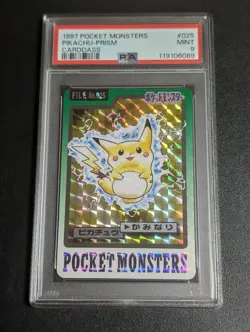 PSA9 Pikachu Carddass Pocket Monsters Japanese Pokemon Card Old Back - Image 1