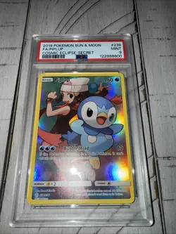 Pokemon Cosmic Eclipse Full Art PSA 9 Piplup Card 239/236 Secret Rare - Image 1