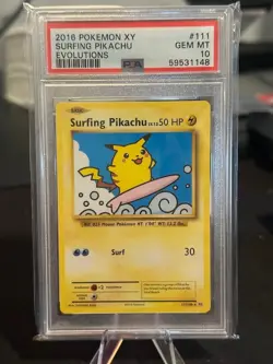 2016 Pokemon XY Evolutions Surfing Pikachu Secret Rare #111 PSA 10 GEM MINT - Image 1