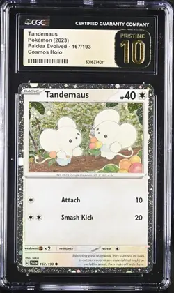 POKEMON CGC PRISTINE 10 TANDEMAUS COSMOS HOLO 167/193 PALDEA EVOLVED - Image 1