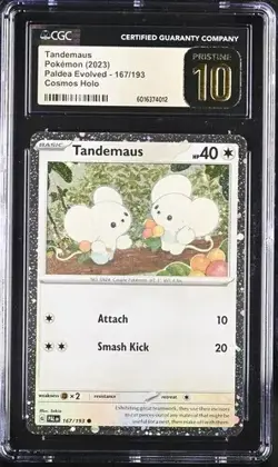 POKEMON CGC PRISTINE 10 TANDEMAUS COSMOS HOLO 167/193 PALDEA EVOLVED - Image 3